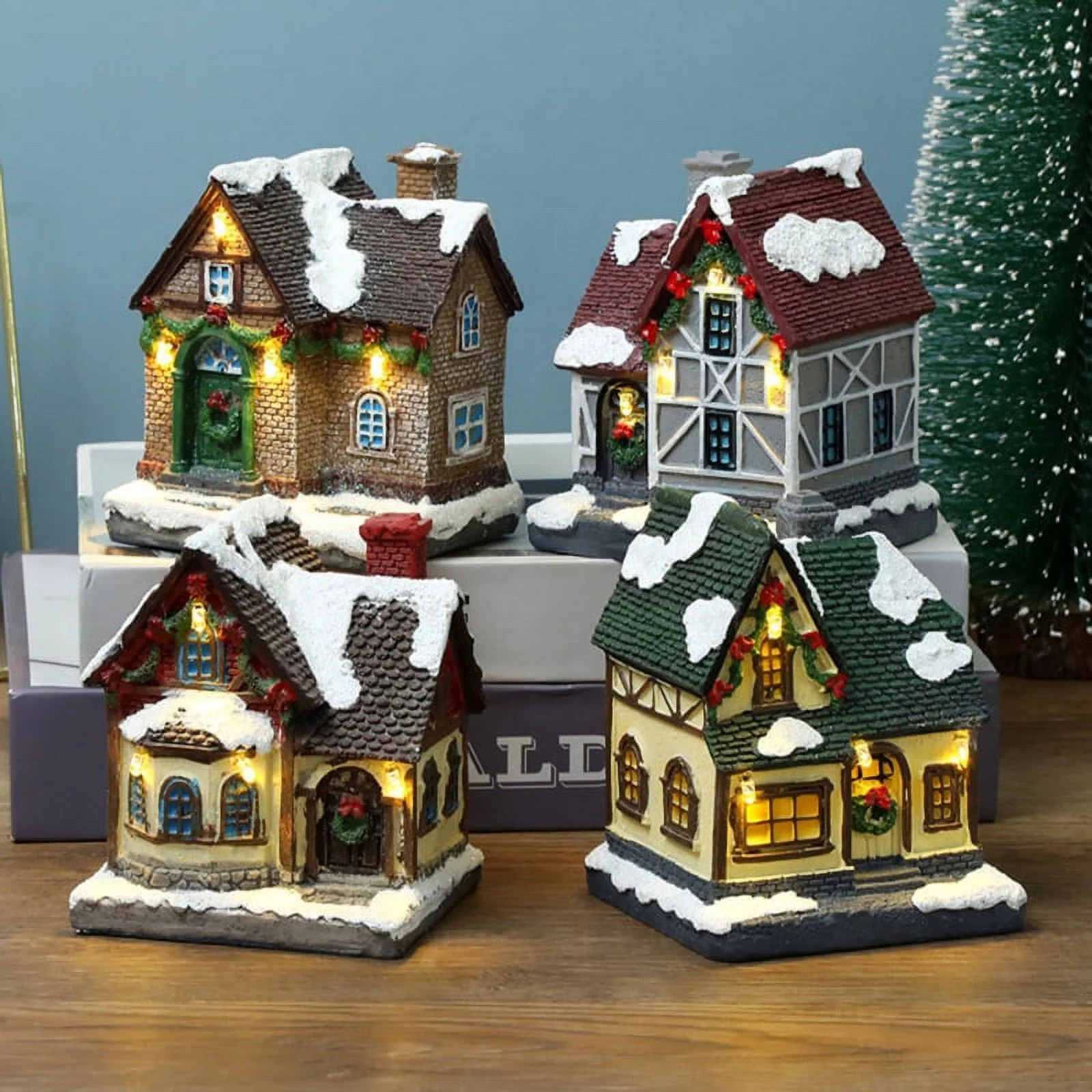 Projectretro Christmas LED Lighted Village House Multicolor Resin Decoration | Walmart (US)
