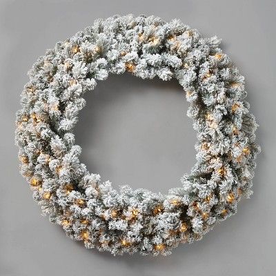 48in Prelit Flocked Artificial Cashmere Wreath Clear Lights - Wondershop&#8482; | Target