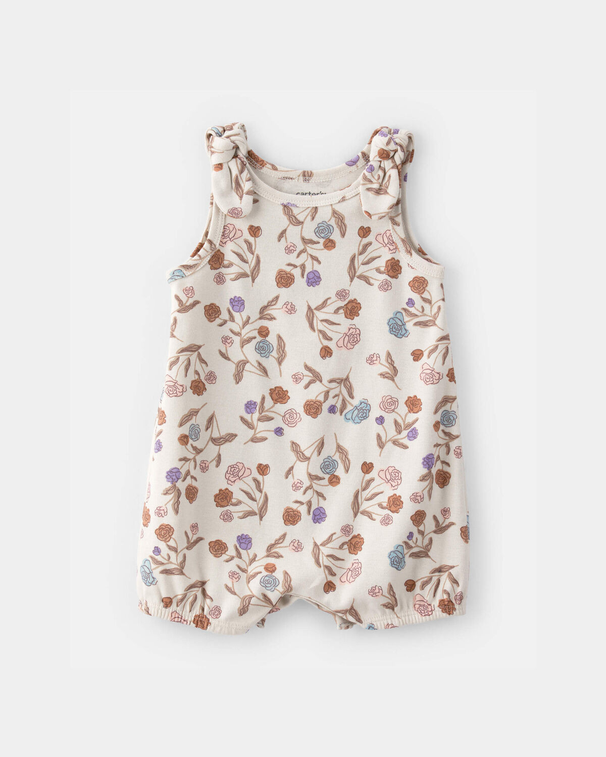 Baby Girl Floral Sleeveless Romper - Ivory | Carter's Inc