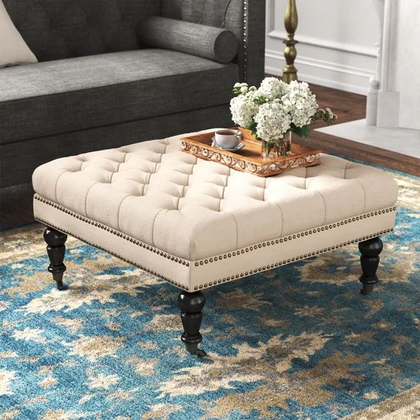 Landis 34.63'' Wide Tufted Square Cocktail Ottoman | Wayfair North America