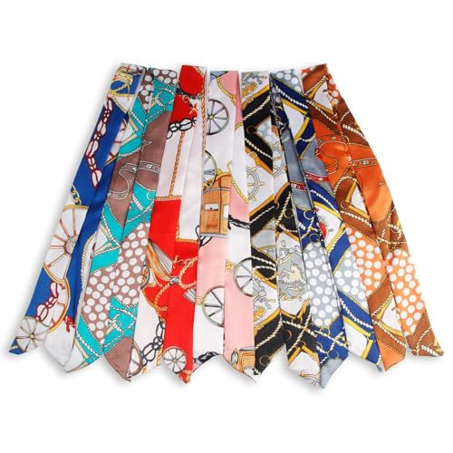 7PCS Women Head Neckerchief Purse Scar, Band Narrow Scarf Ribbon Satin Scarfs, Women Handbag Scarf for Woman Wrap Fashion Gifts, Woman Head Neckerchiefing Purse/ Neckerchief Scarfs (Mixed Styles) | Amazon (US)