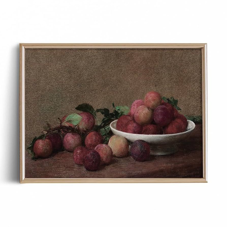 Farmhouse Still Life Picture Living Room - Rustic Vintage Decor for Bedroom - Moody Apple Peach K... | Amazon (US)