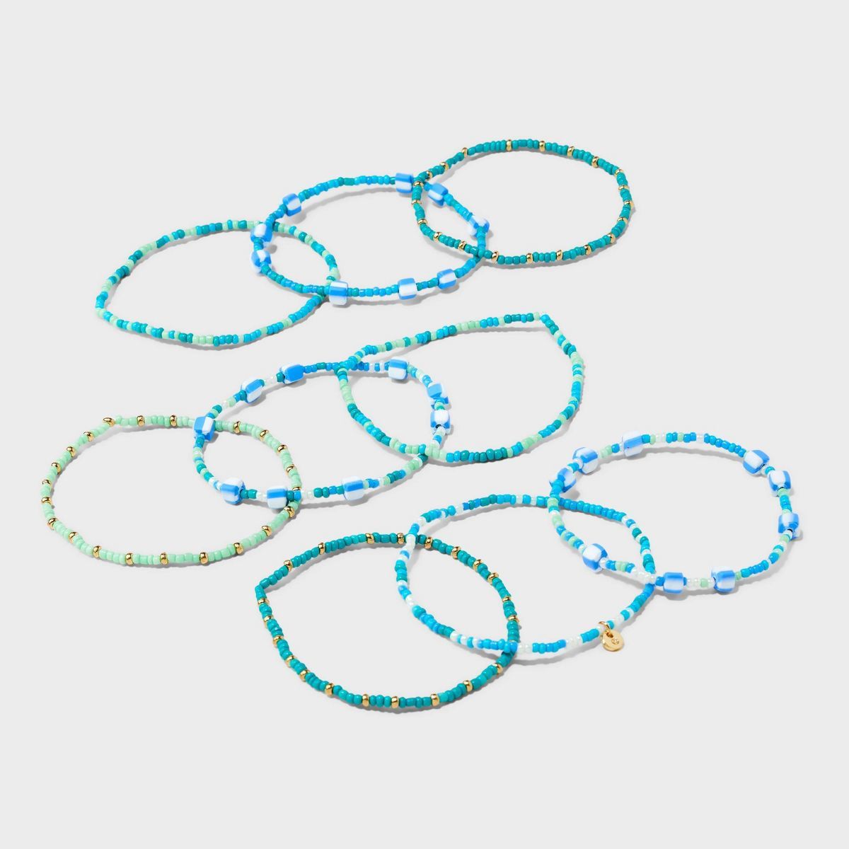 Mini Beaded and Disc Charm Bracelet Set 9pc - Universal Thread™ Blue | Target