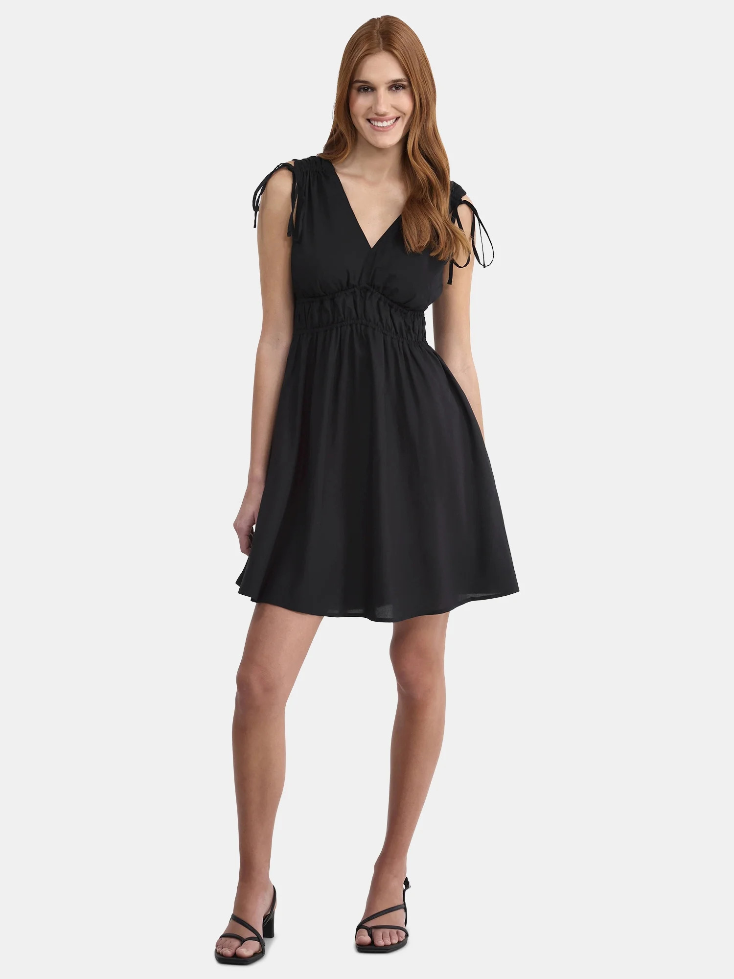 Time and Tru Women's and Women's Plus Tie Back Mini Dress, Sizes XS-4X | Walmart (US)