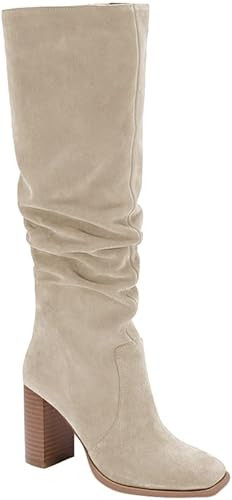 Juliet Holy Womens Knee High Boots Chunky High Heel Square Toe Side Zipper Wide Calf Boot | Amazon (US)