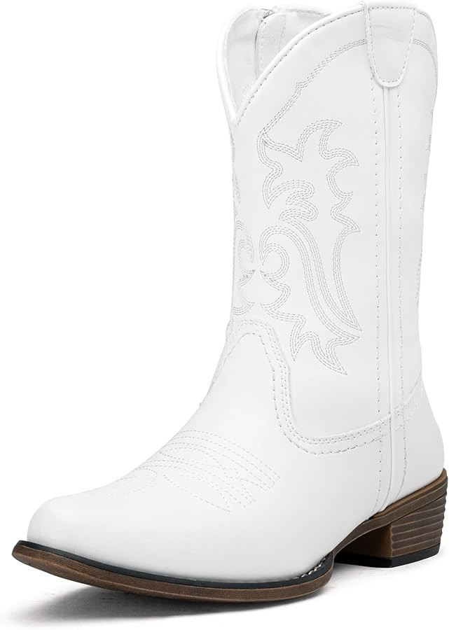 Jeossy Women's 9806 Cowboy Boots, Western Cowgirl Mid-Calf Pull on Round Toe Embroidered Boots wi... | Amazon (US)