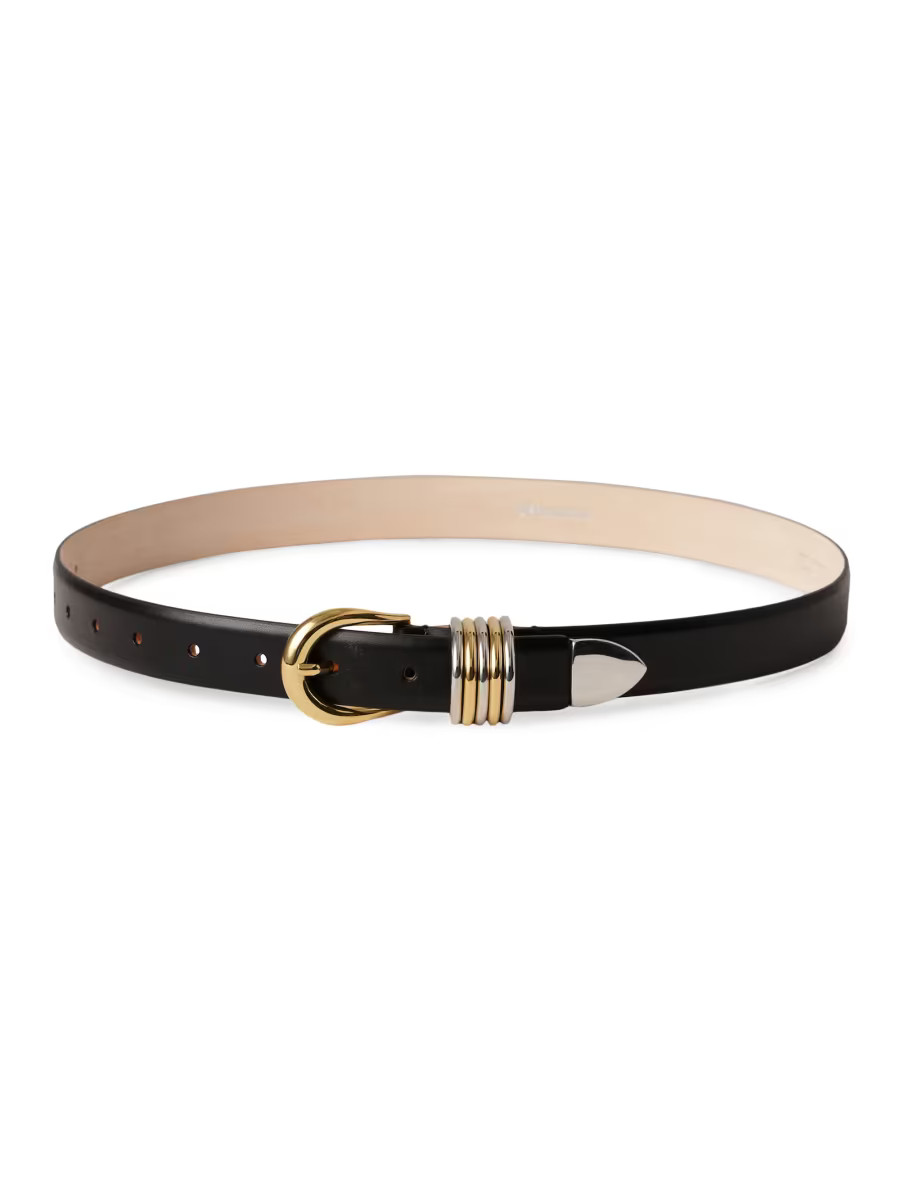 Déhanche Hollyhock Mixed Metal Leather Belt | Saks Fifth Avenue | Saks Fifth Avenue