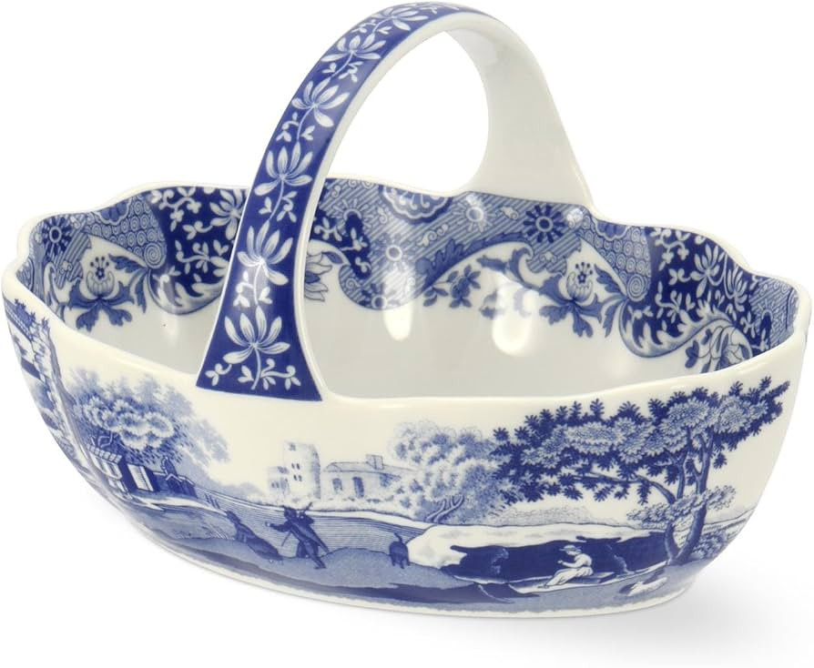 Spode Blue Italian Porcelain Handled Basket with Chip-Resistant Glaze - 6 Inch Decorative Serving... | Amazon (US)