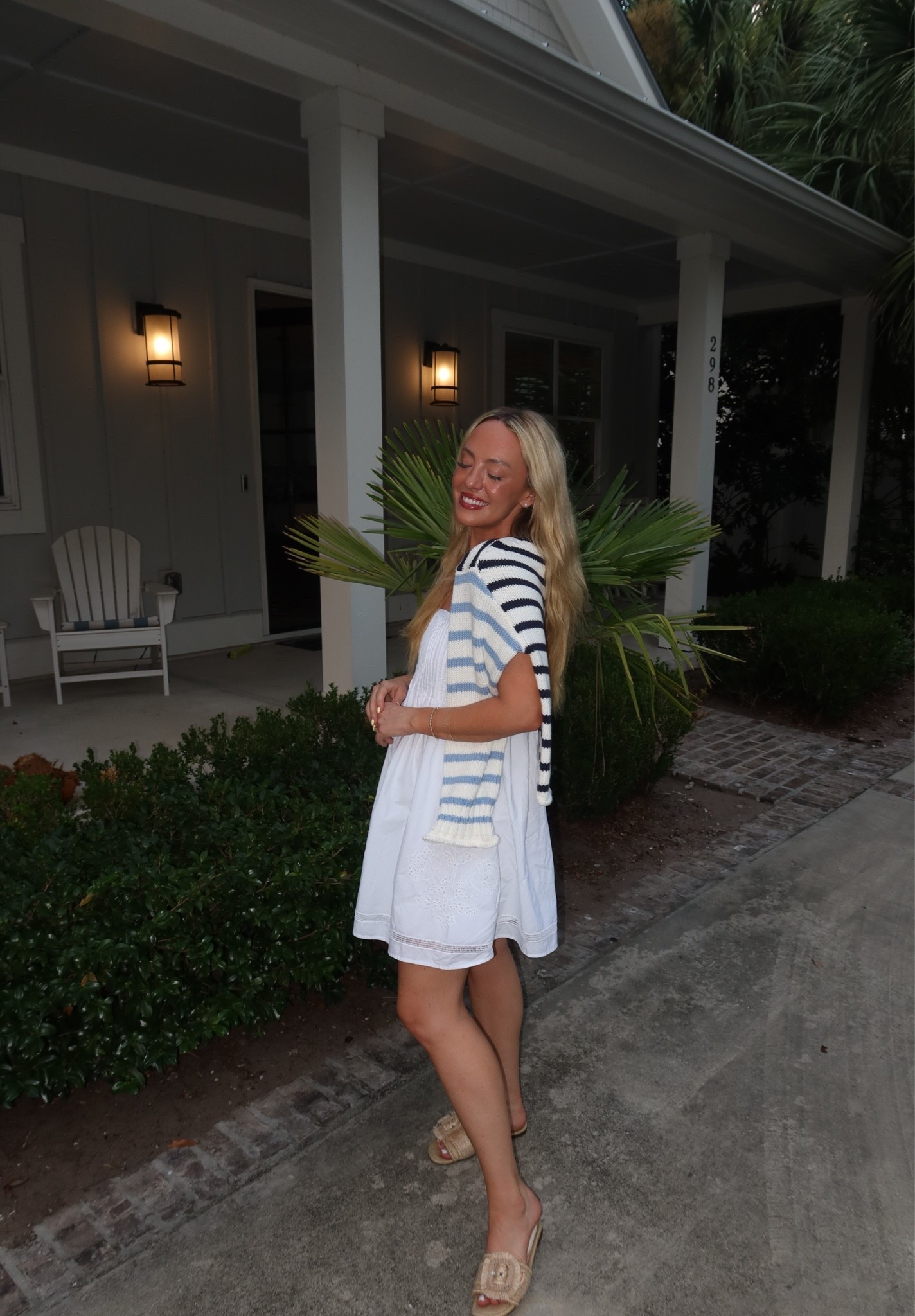 white summer dress, white dress outfit, white midi dress, summer dress outfit, coastal outfit, coastal style, coastal grandmother outfit, classic summer style, striped sweater, sweater over shoulders, vacation outfit, beach vacation outfit, resort wear, travel outfit, weekend outfit, brunch outfit, summer dinner outfit, timeless fashion, classic wardrobe, feminine style, effortless outfit, summer wardrobe, warm weather outfit, vacation fashion, women's fashion, outfit inspiration, European summer outfit, neutral summer outfit, casual chic outfit, summer style

#LTKootd #LTKSeasonal #LTKgrwm