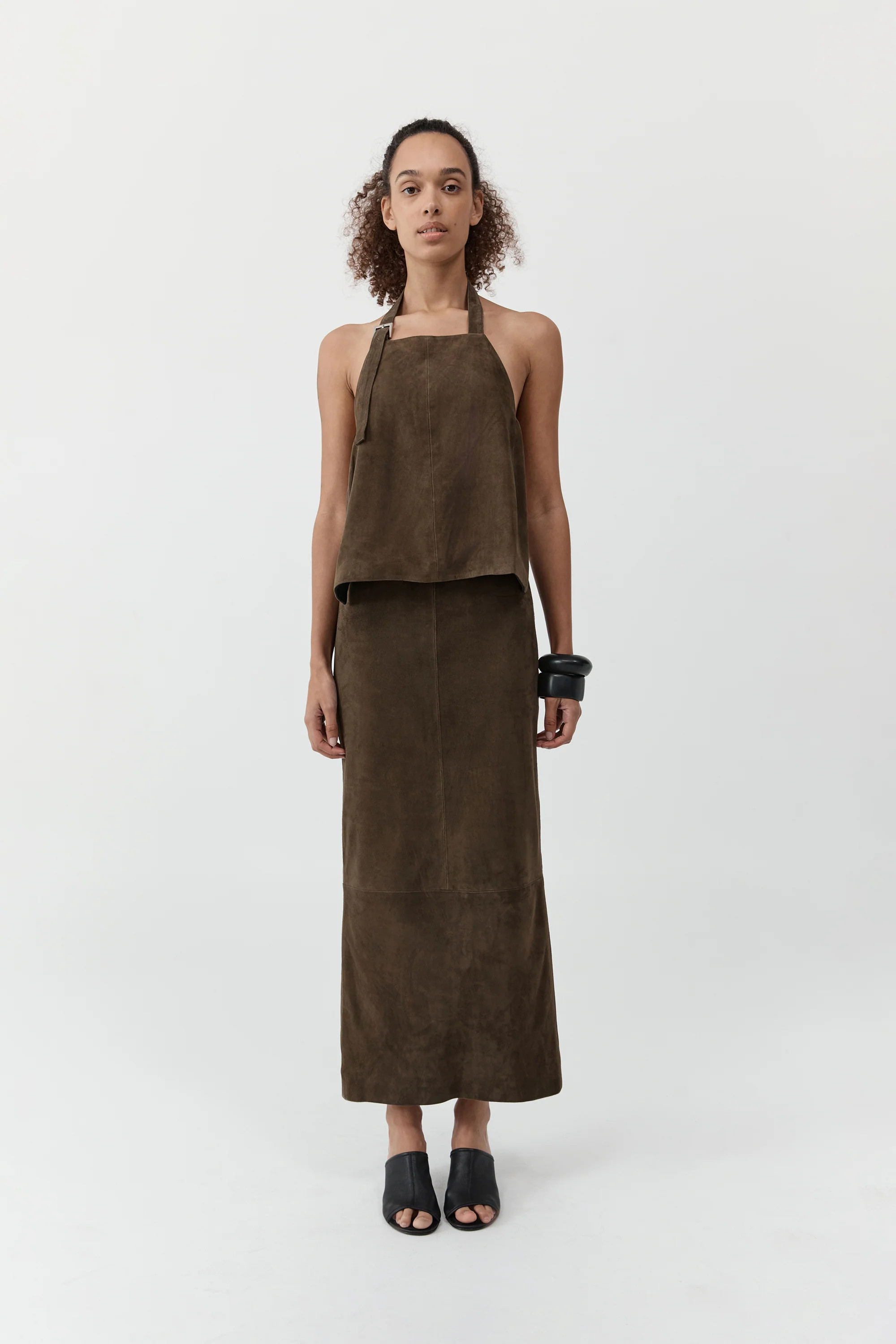 Suede Column Skirt - Khaki | St. Agni (US, UK, EU)