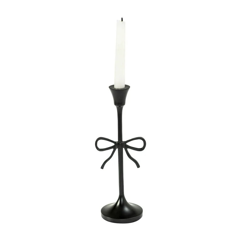 My Texas House Metal Bow Taper Candle Holder, 11", Black | Walmart (US)