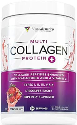 Amazon.com: Multi Collagen Peptides Plus Hyaluronic Acid and Vitamin C, Hydrolyzed Collagen Prote... | Amazon (US)