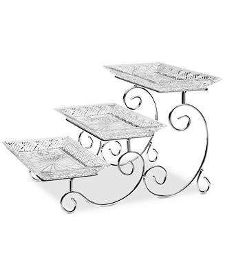 Dublin Crystal Three-Tier Serving Stand | Macy's
