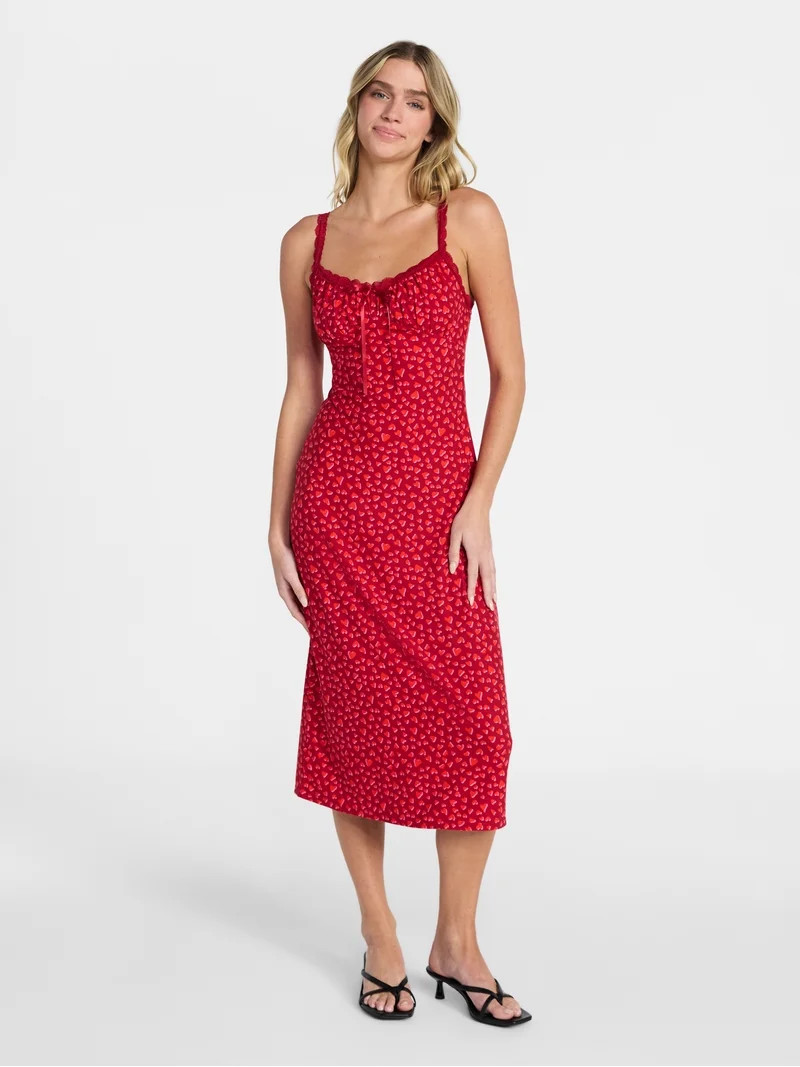 No Boundaries Lace Strap Midi Dress, Women's XXS-XXL | Walmart (US)