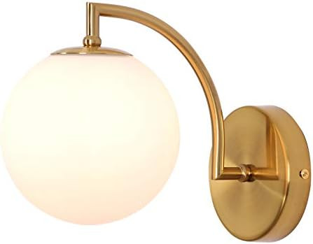 Modern Style Wall Sconce Mid Century Wall Light Fixture with Glass Shade Brass Vintage Wall Sconc... | Amazon (US)
