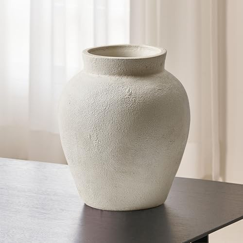 LB2 White Ceramic Large Vase, 11.2" Tall Zen Style Vase, Terra Cotta Pitcher, Distressed Farmhous... | Amazon (US)