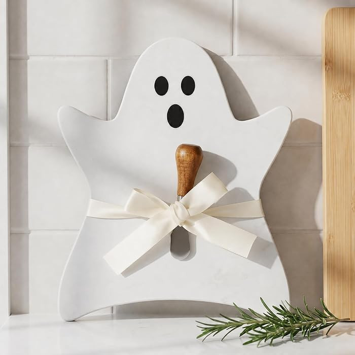 Halloween Ghost Marble Cheese Board with Cheese Spreader Knife 11.8 x 9.8 Inch Ghost Marble Charc... | Amazon (US)