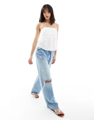 Only bandeau shirt top in white | ASOS (Global)