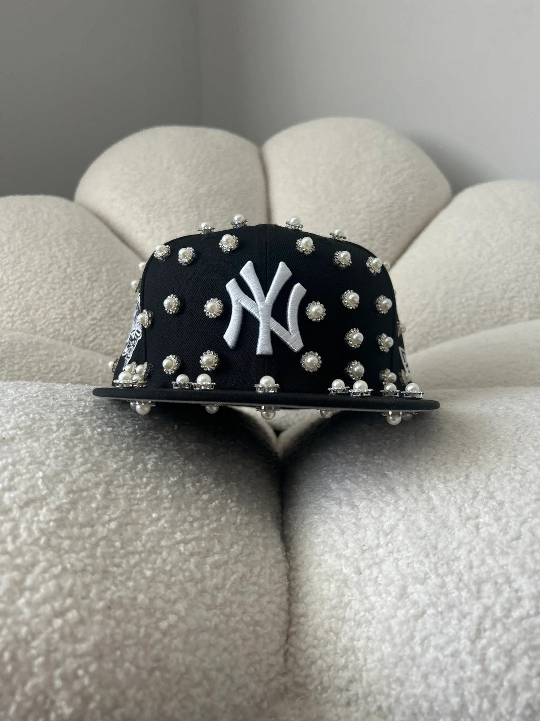 Pearl Jeweled Rhinestone NY fitted cap | Etsy (Global)