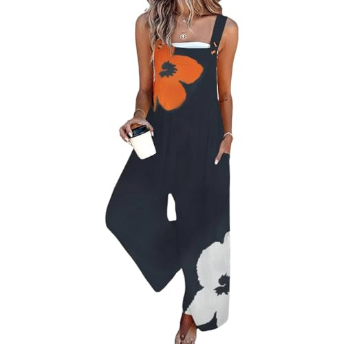 Women's Jumpsuits 2026 Summer Floral Overalls One Piece Outfits Sleeveless Wide Leg Pants Rompers... | Amazon (US)