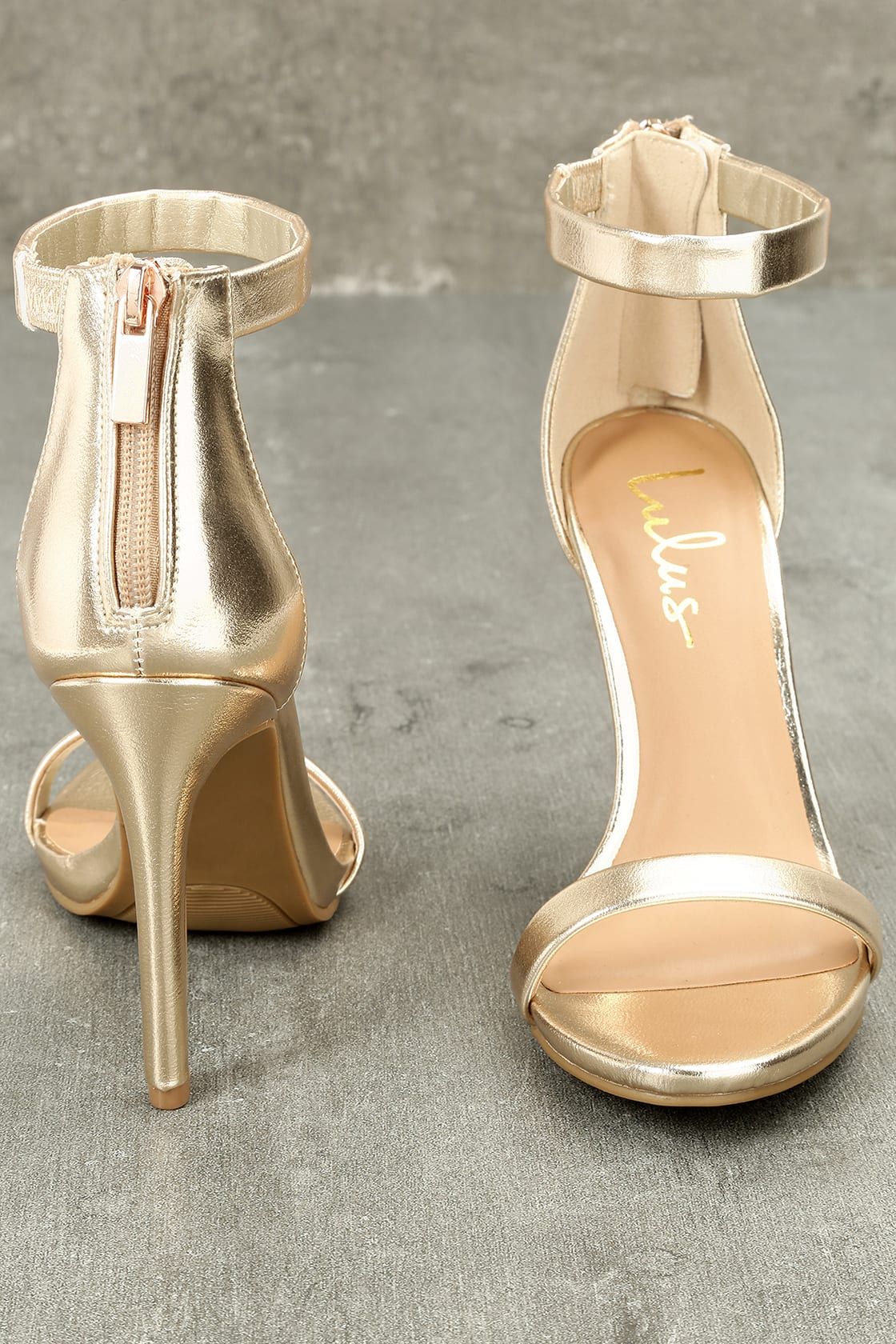 Search the Stars Gold Ankle Strap Heels | Lulus (US)