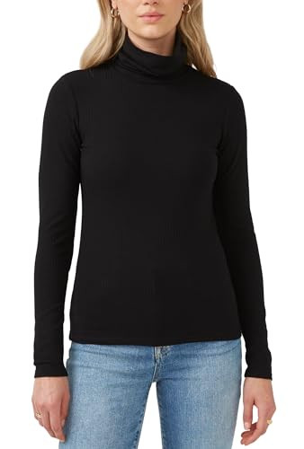 Buffalo David Bitton Women's Mavra Ls Ribbed Turtleneck, Black | Amazon (US)