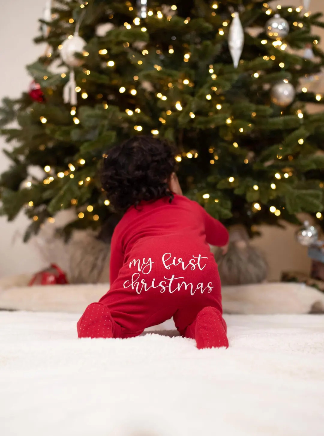 Personalized Children's Christmas Zip Footie Pajamas, First Xmas Sleeper - Etsy | Etsy (US)