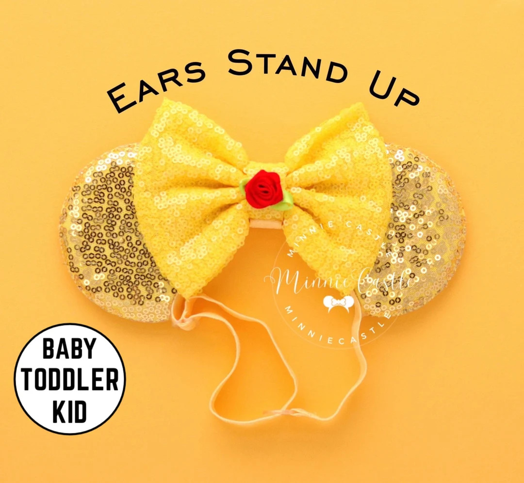 Belle Ears, Belle Minnie Ears, Mickey Ears, Beauty and the Beast Ears, Princess Ears, Baby Toddle... | Etsy (US)
