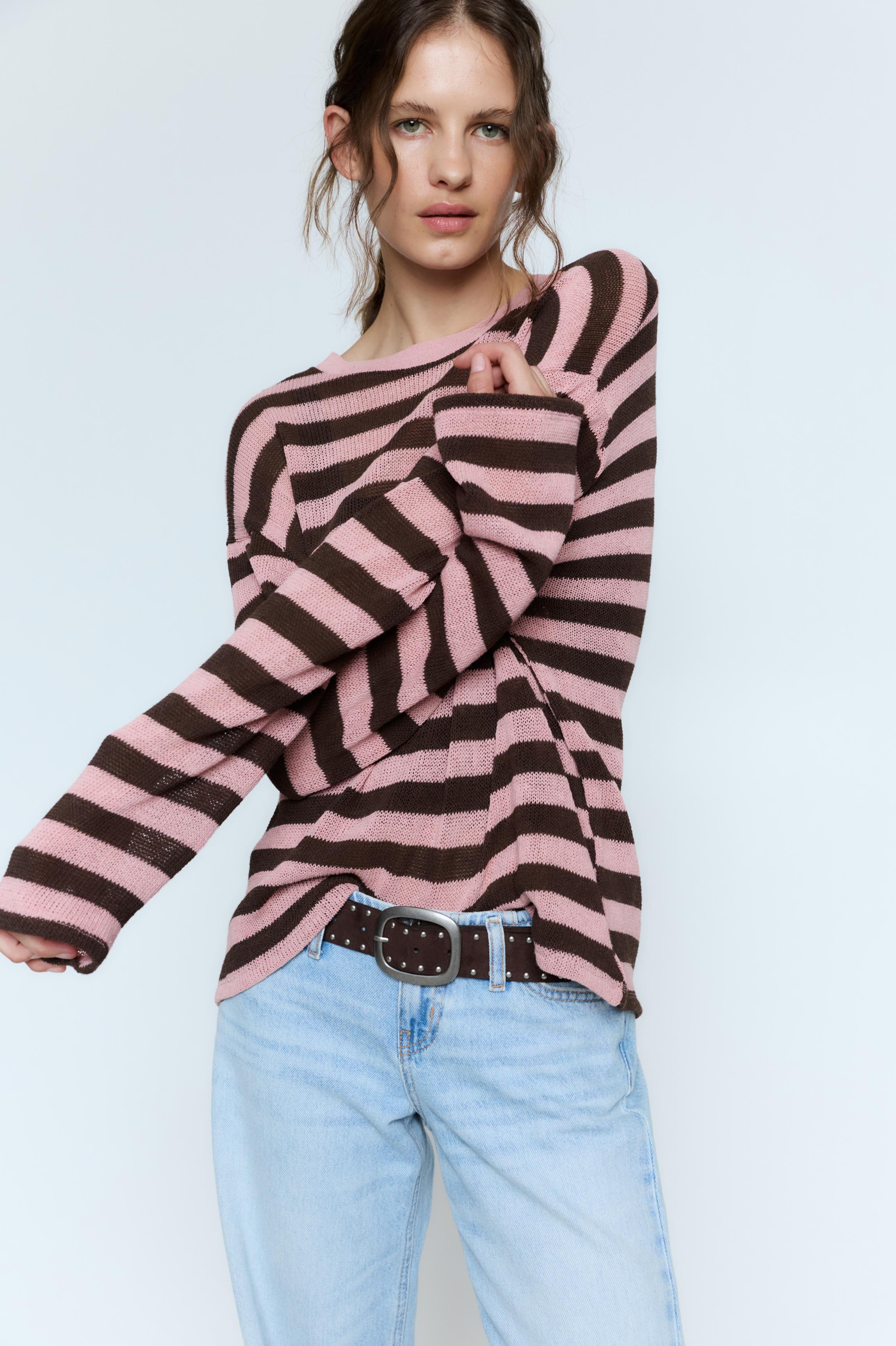 Striped knitted T-shirt | PULL and BEAR UK