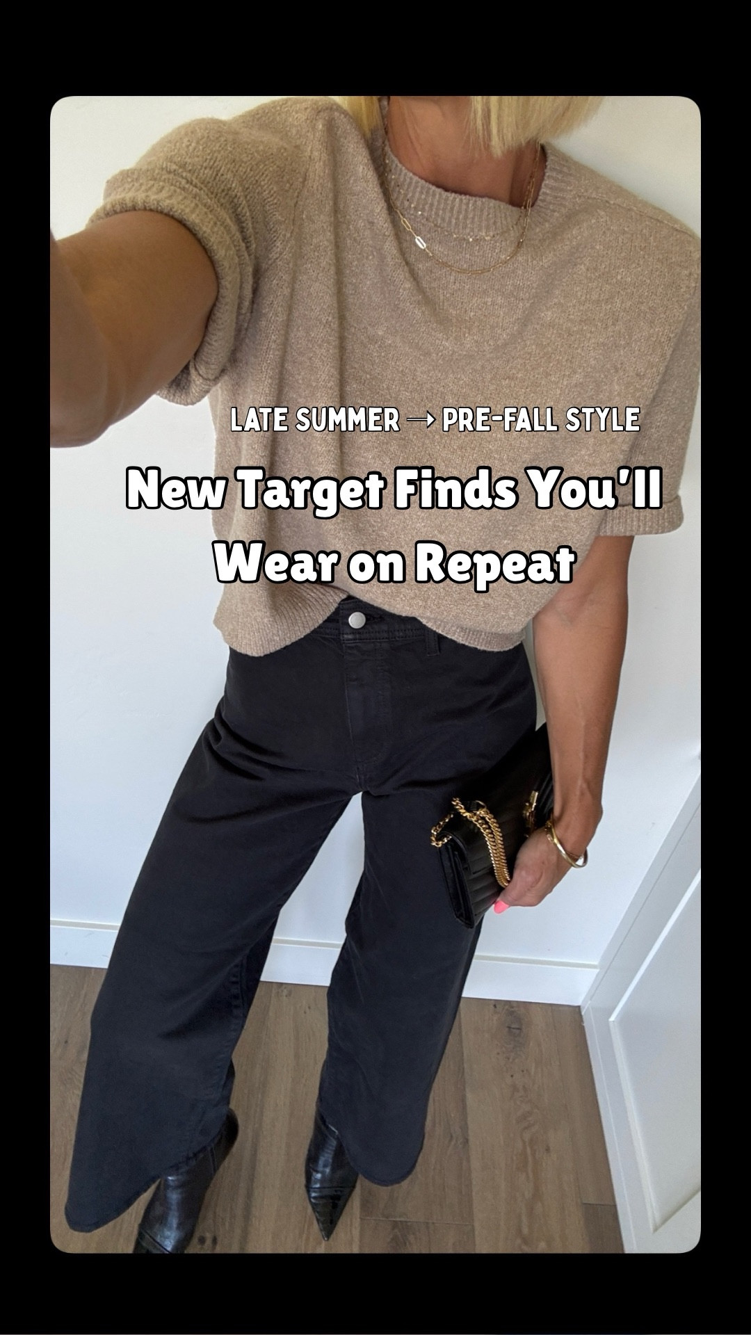 New Target finds just dropped—and they nailed the late summer to pre-fall vibe. ☀️🍂👌🏽affordable pieces that feel fresh now but also work later!
Sizing: 
Pants: If you need more room through the waist/tummy I would suggest sizing up!⬆️ 
I prefer everything a little looser (vs snug), so I sized up from my true size 4 to a 6 — a MUST in the white pair.
Short sleeve sweater: fits tts, I’m wearing a medium. I choose to cuff the sleeve for a more modern-chic look, but it’s has a pretty hem and looks nice not cuffed too.

#LTKOver40 #LTKFindsUnder50 #LTKWorkwear