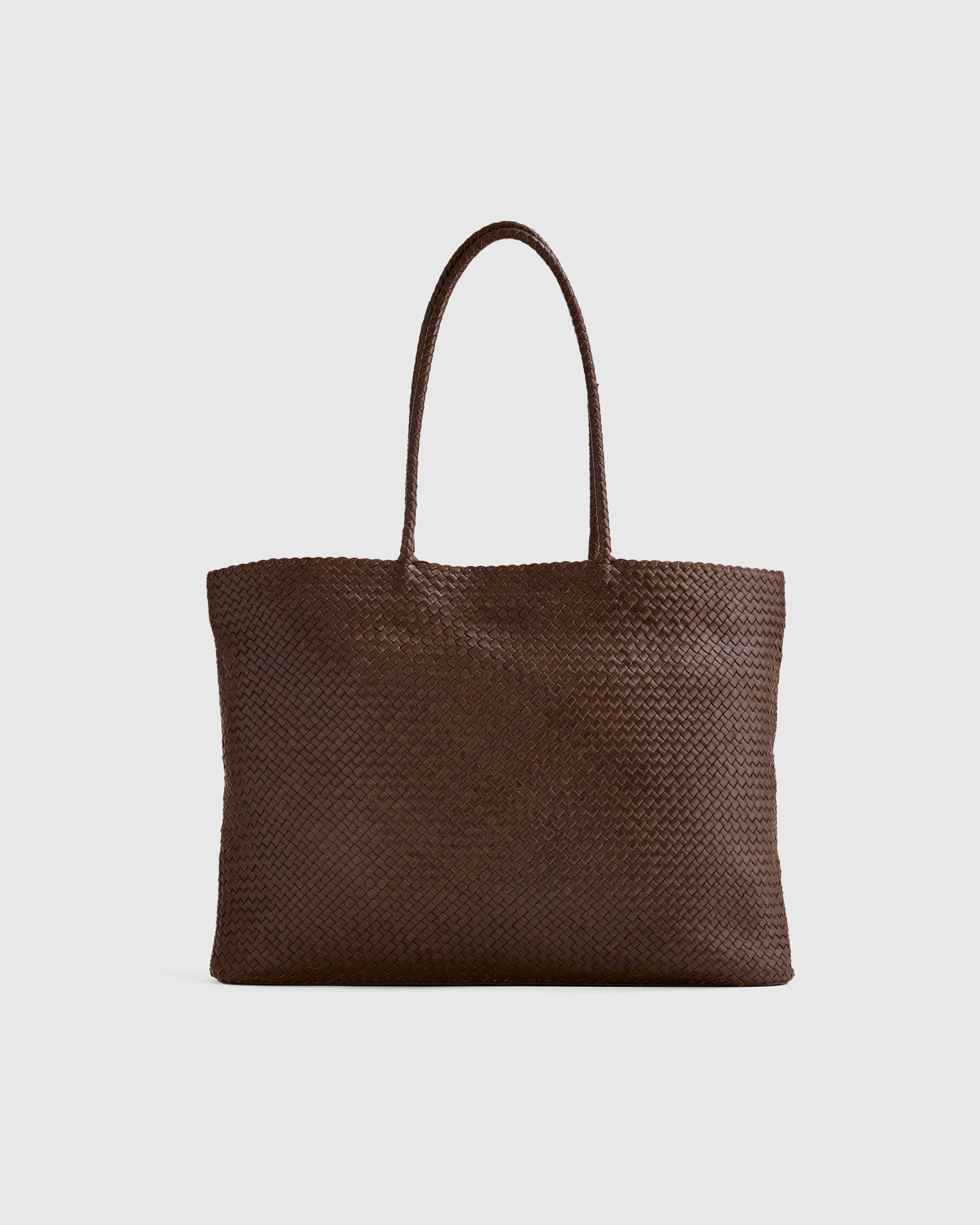 Quince | Women's Italian Leather Handwoven Tote in Dark Brown | Quince