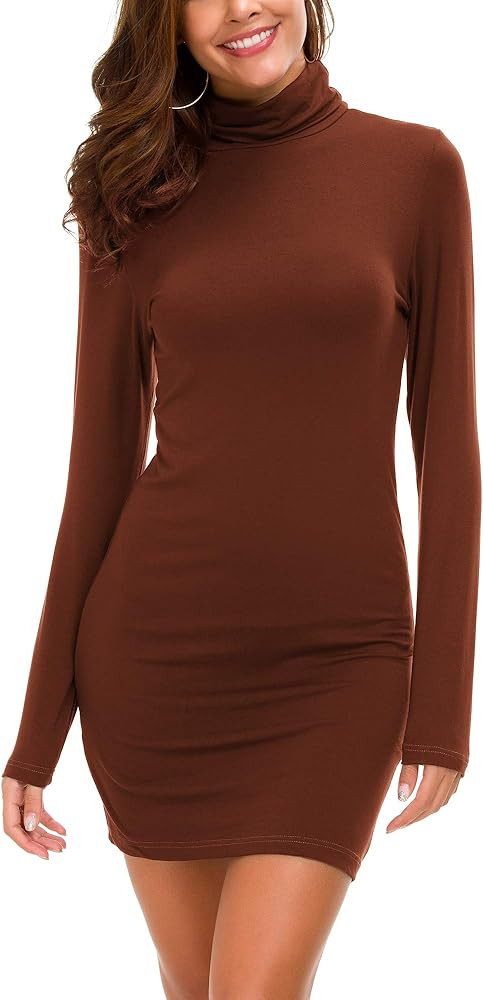Urban CoCo Women's Long Sleeve Turtleneck Bodycon T-Shirt Dress | Amazon (US)
