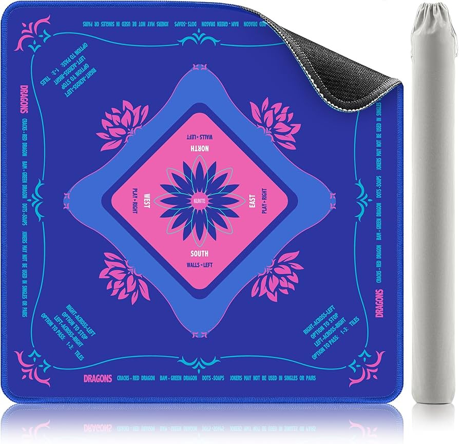 KUNTE Mahjong Mat for Table, American Mahjong Mat with Printed Rules, 32x32 Inch Non-Slip, Quiet ... | Amazon (US)