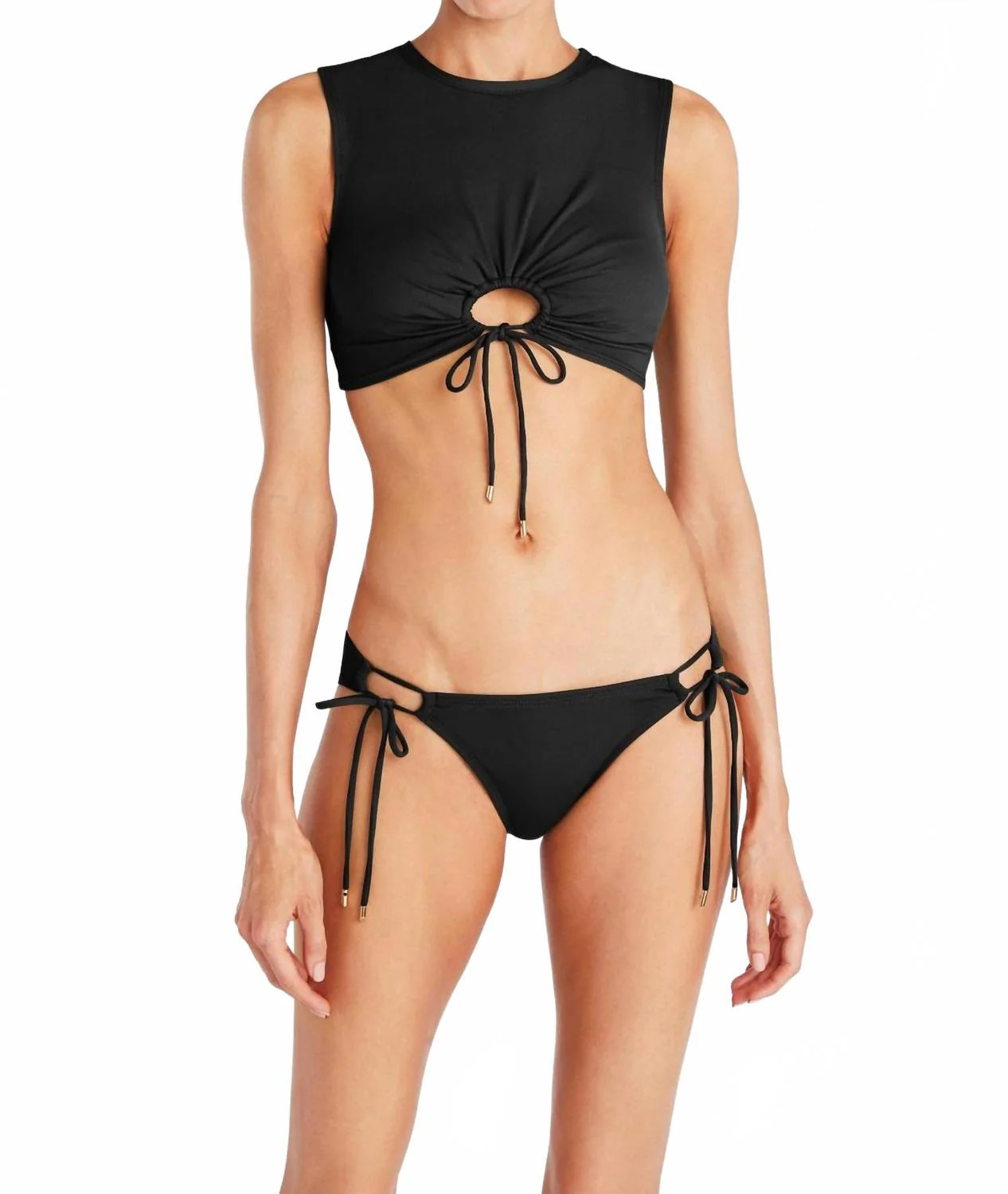 Women's Pua Tie Side Bikini Bottom In Black | Shop Simon