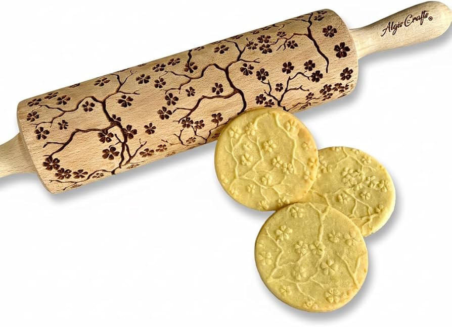 SAKURA TREE Embossing Rolling Pin with Blooming Sakura Flowers Pattern. Dough and Clay Roller for... | Amazon (US)