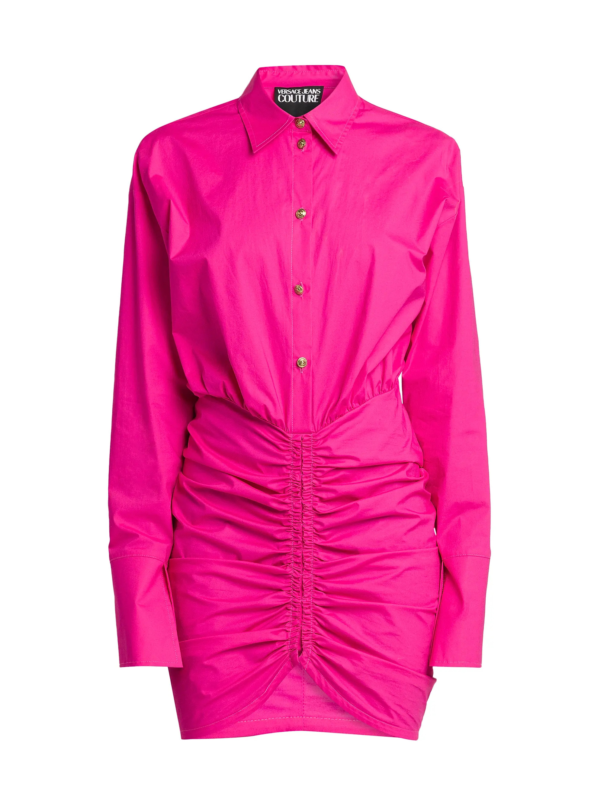 Stretch Cotton Ruched Mini Shirtdress | Saks Fifth Avenue