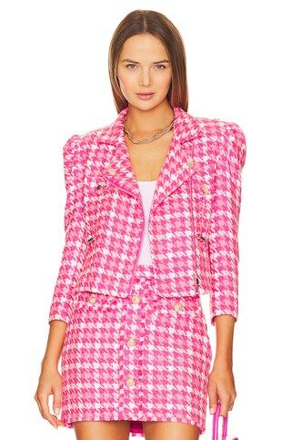 Generation Love Rocky Tweed Moto Jacket in Hot Pink Houndstooth from Revolve.com | Revolve Clothing (Global)