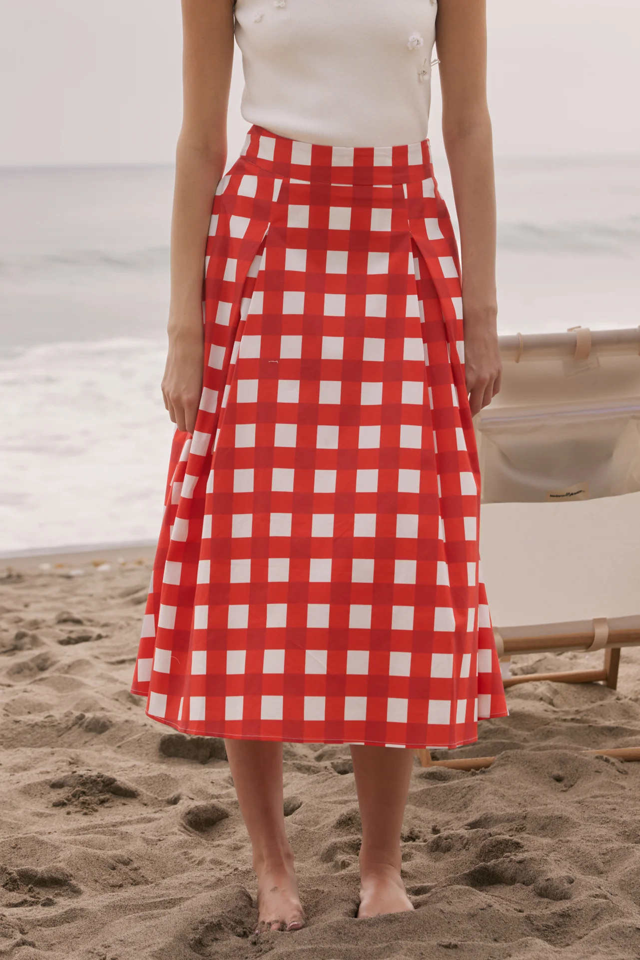 A-line Plaid Midi Skirt | English Factory