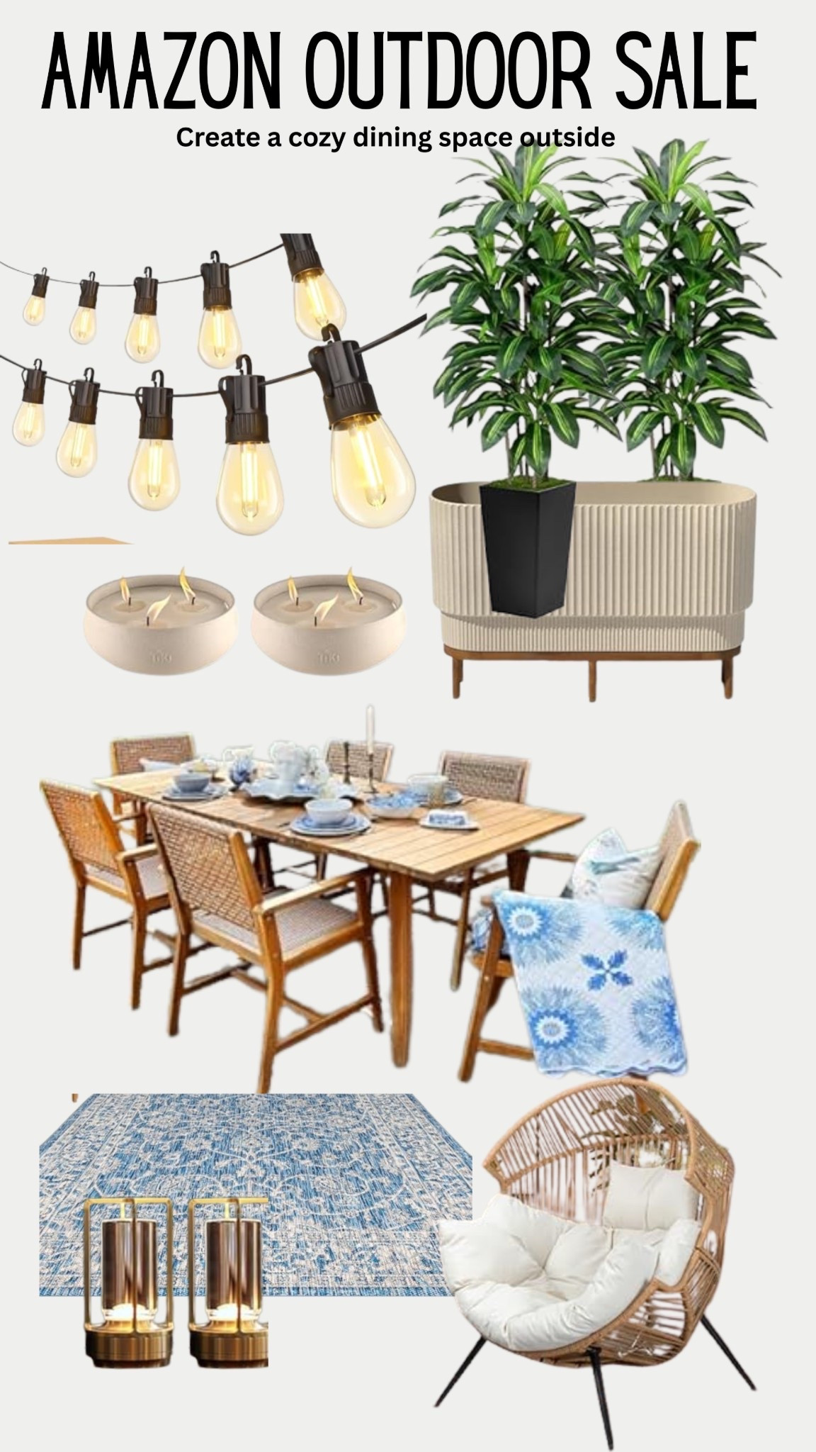 Amazon outdoor finds you don’t want to miss 🌿✨

These pieces are EVERYTHING for creating the coziest patio setup—an egg chair moment, soft lighting, layered rugs, and all the greenery to bring it to life 🙌

It’s giving backyard glow-up without the crazy price tag 😅

I linked all my favorites so you can mix, match, and create your own little outdoor oasis

If you’ve been wanting to upgrade your patio, balcony, or backyard for spring + summer… this is your sign

Your outdoor space is about to be your new favorite spot 🌙

#amazonfinds #amazonhome #ltkhome #outdoordecor #patioinspo #backyardvibes #cozyhome #homedecor #amazonfavorites #springdecor
