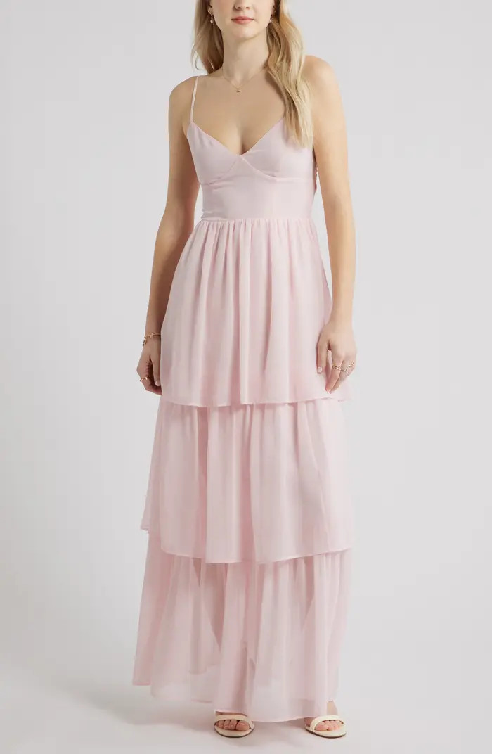 Tiered Chiffon Maxi Cocktail Dress | Nordstrom