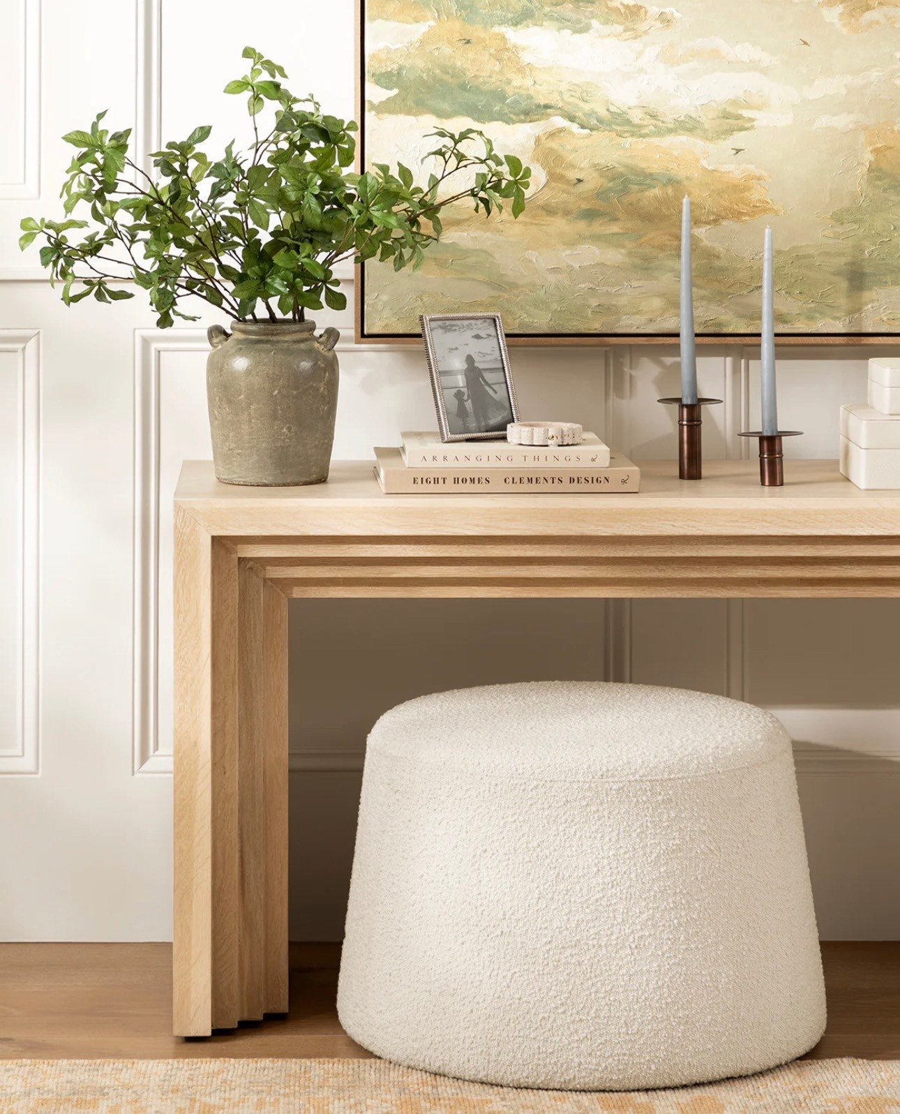 50% off this large ottoman. 
Console table styling 
McGee and Co

#LTKSaleAlert #LTKdayinmylife #LTKHome