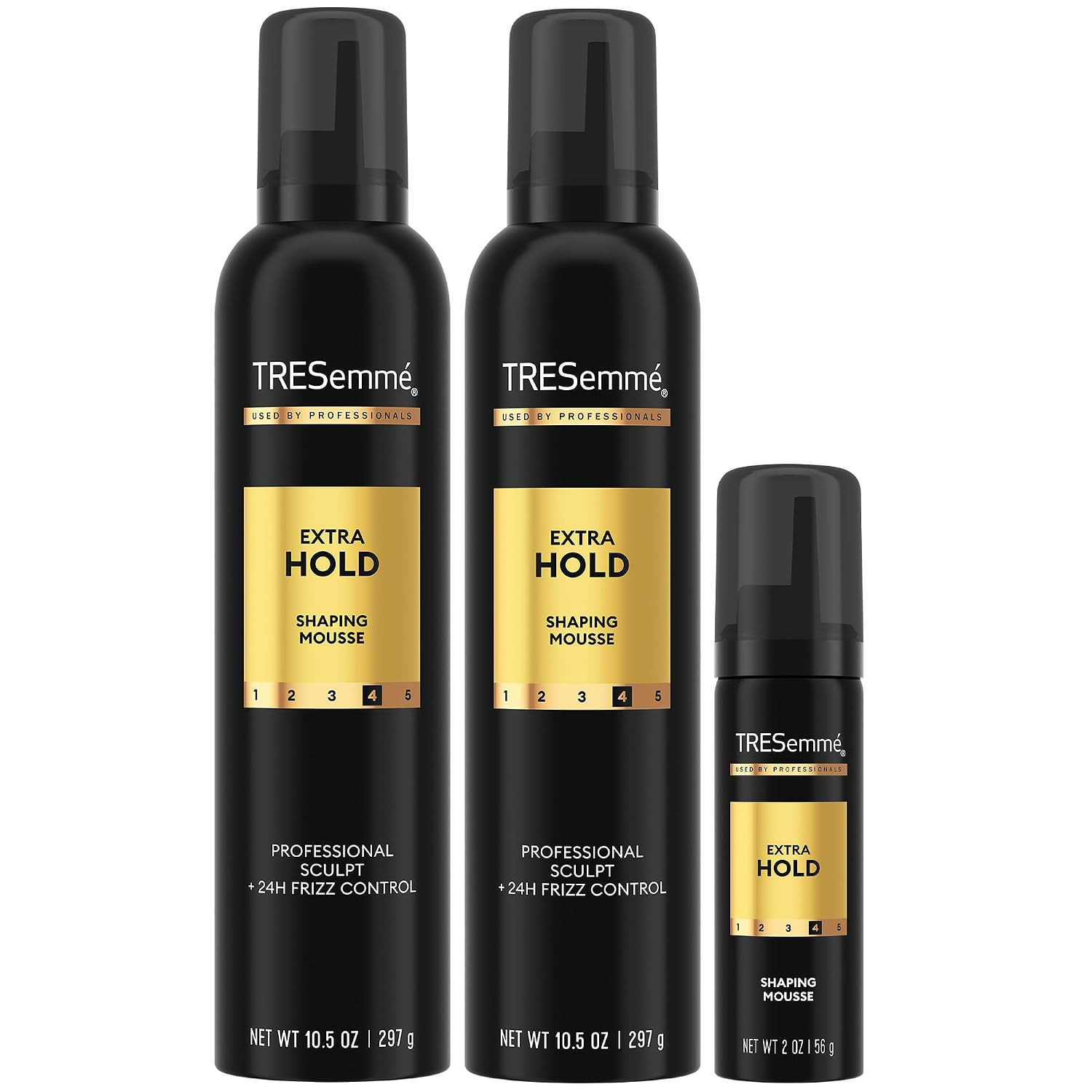 TRESemmé Shaping Mousse, Extra Hold 2-Pack + Travel-Size Bottle – Moisturizing Hair Mousse for Sculpting, 24H Frizz Control (3 Piece Set) | Amazon (US)