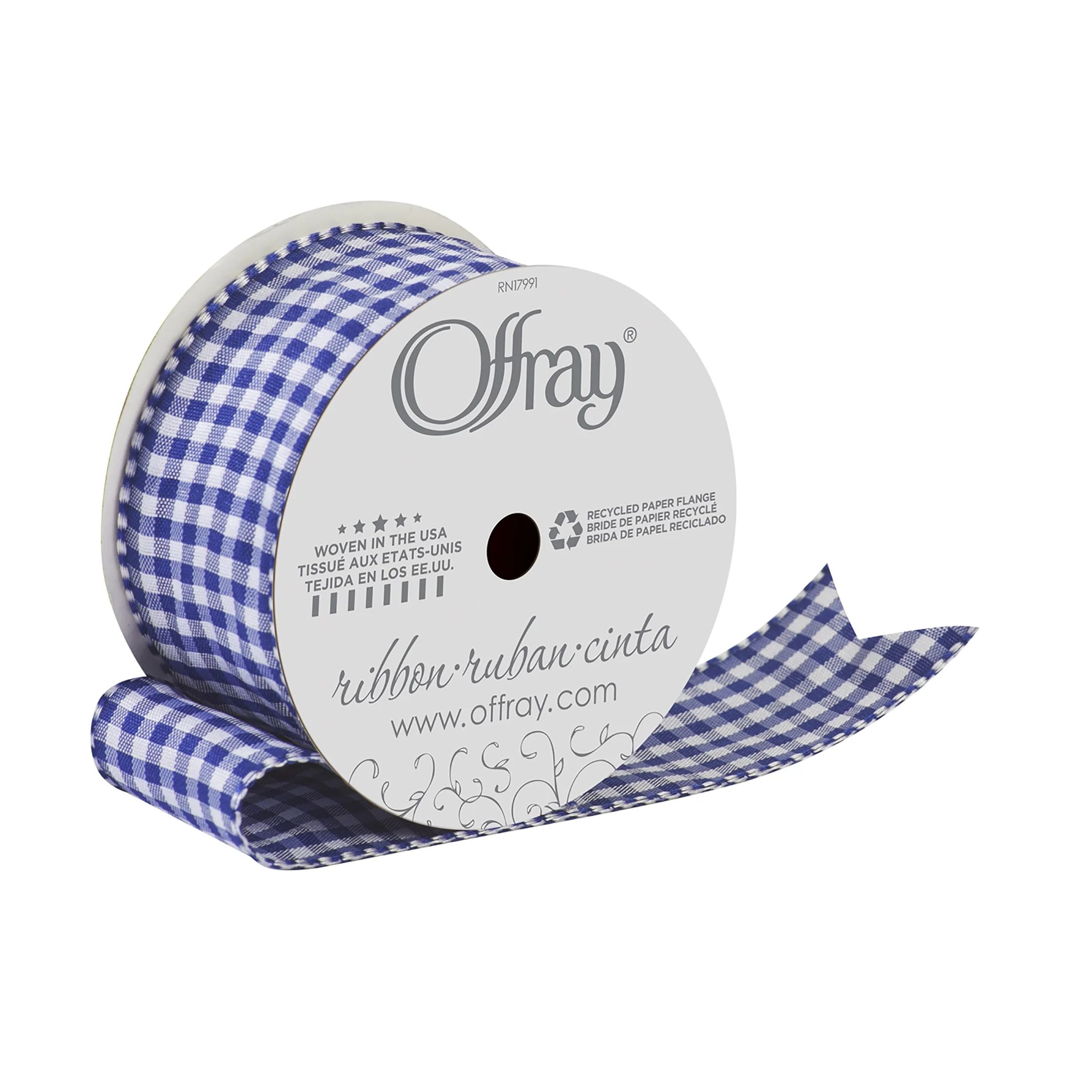 Offray Ribbon, Royal Blue 1 1/2 inch Gingham Check Woven Ribbon for Crafts, Gifting, and Wedding,... | Walmart (US)