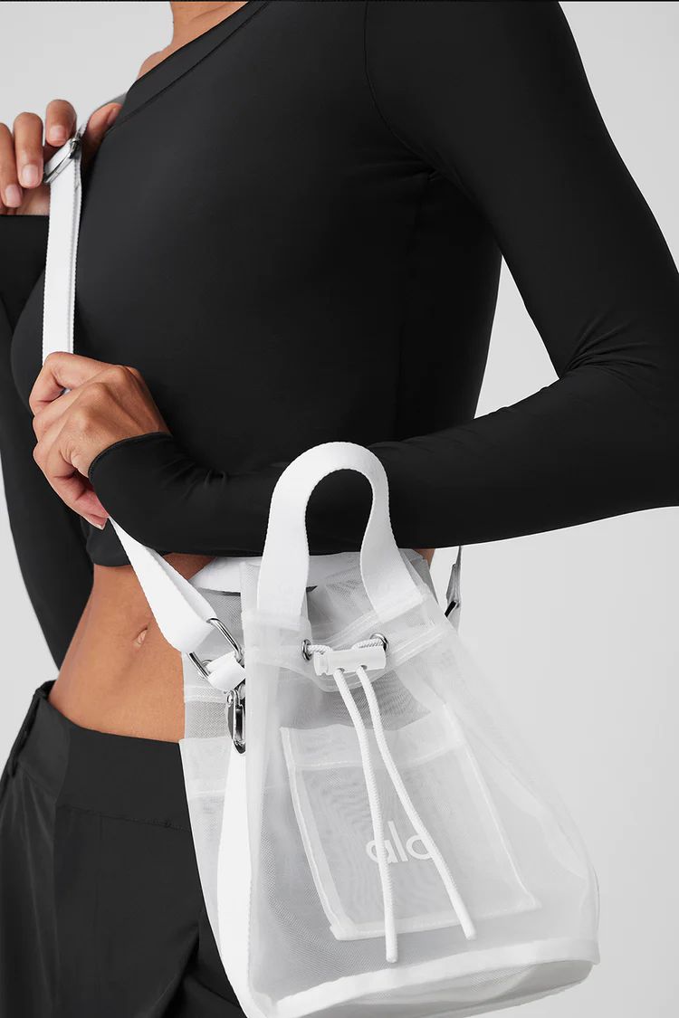 Sheer Cross Body Bucket Bag - White | Alo Yoga