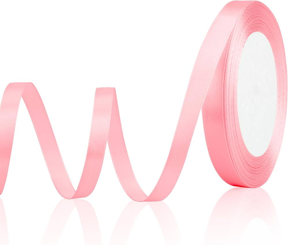 Pink Ribbon for Gift Wrapping 3/8 in 25 Yards Pink Satin Ribbon for Bouquet Wrapping Light Pink R... | Amazon (US)