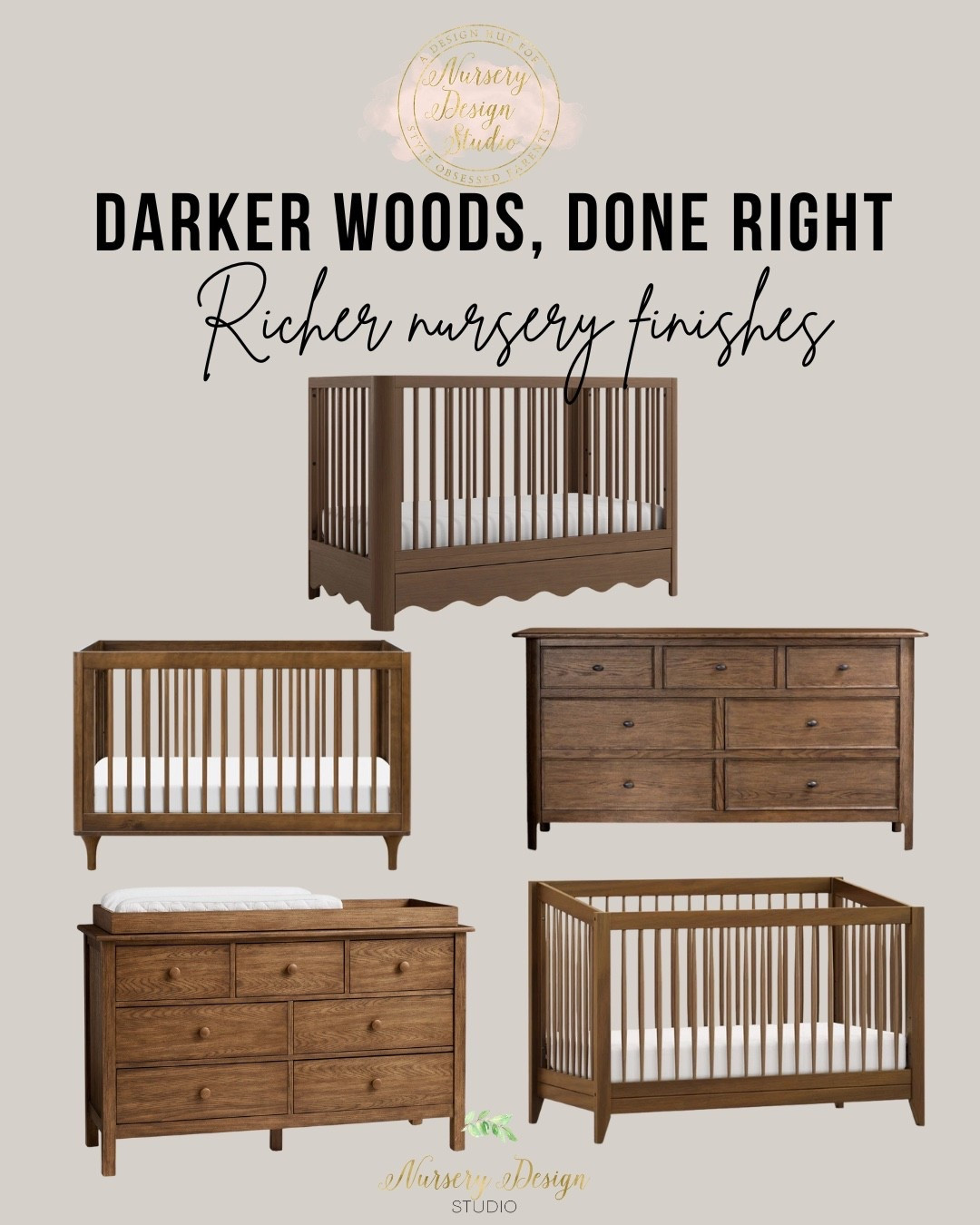 We’re loving richer nursery finishes this season—think walnut, espresso, and warm aged oak. These deeper wood tones add contrast and depth without feeling heavy, and they pair beautifully with soft textiles and neutral rugs.


#nurserydesign
#nurseryfurniture
#modernnursery
#neutralnursery
#nurserydecor


#LTKKids #LTKBaby #LTKHome