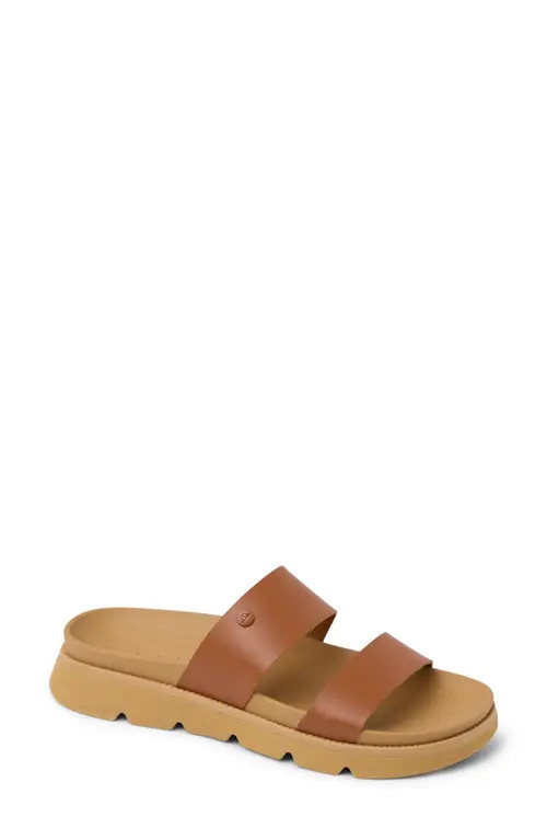 Reef Vista Luxe Thea Platform Slide Sandal in Leather Brown at Nordstrom, Size 9 | Nordstrom