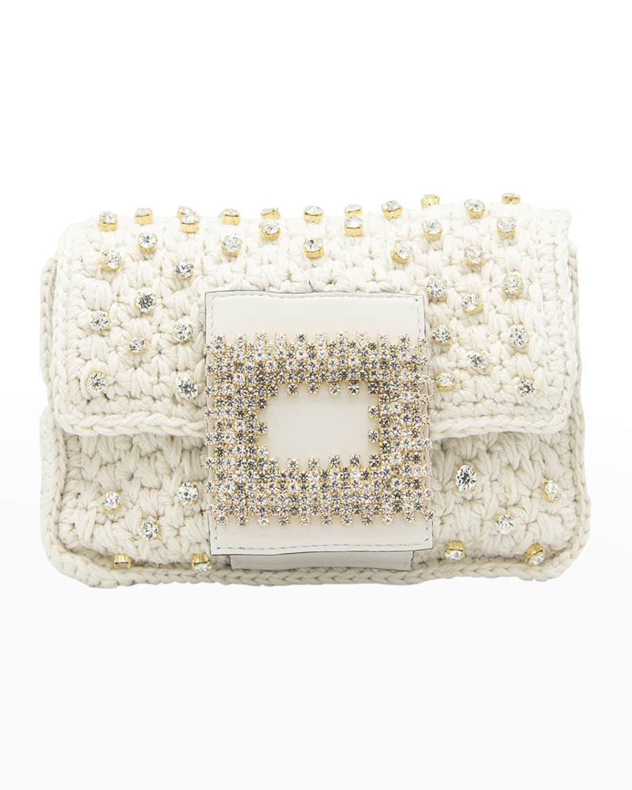 Gedebe Mia Medium Crochet Crystal Top Handle Bag | Neiman Marcus