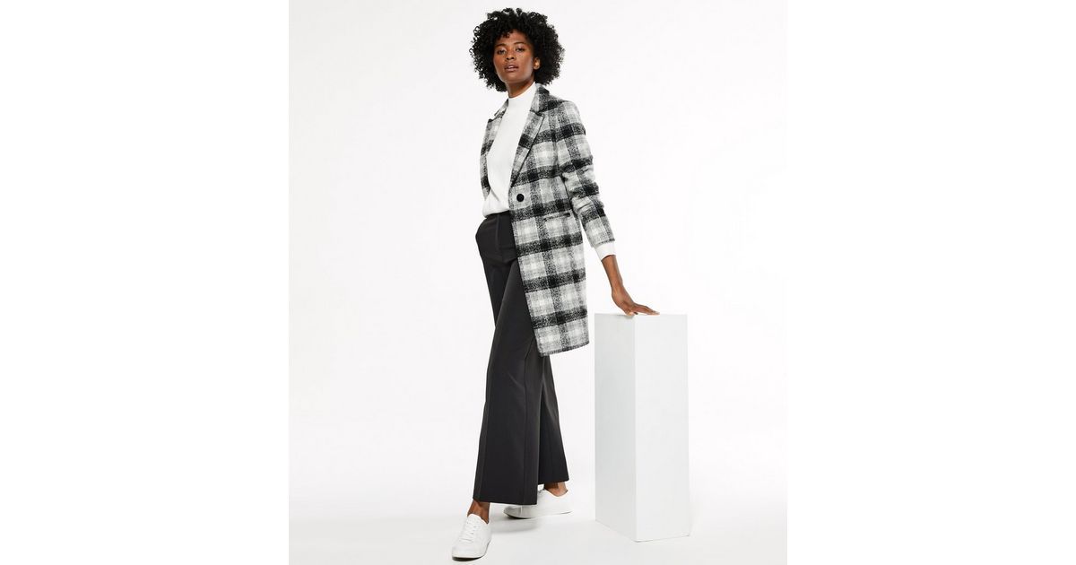 Black Check Revere Collar Long Coat
						
						Add to Saved Items
						Remove from Saved Items | New Look (UK)