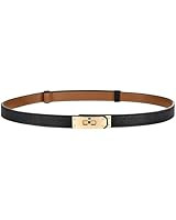 LumiSyne Women Skinny Leather Belt Solid Color Alloy Turn Lock Adjustable Waistband Thin Waist Be... | Amazon (US)